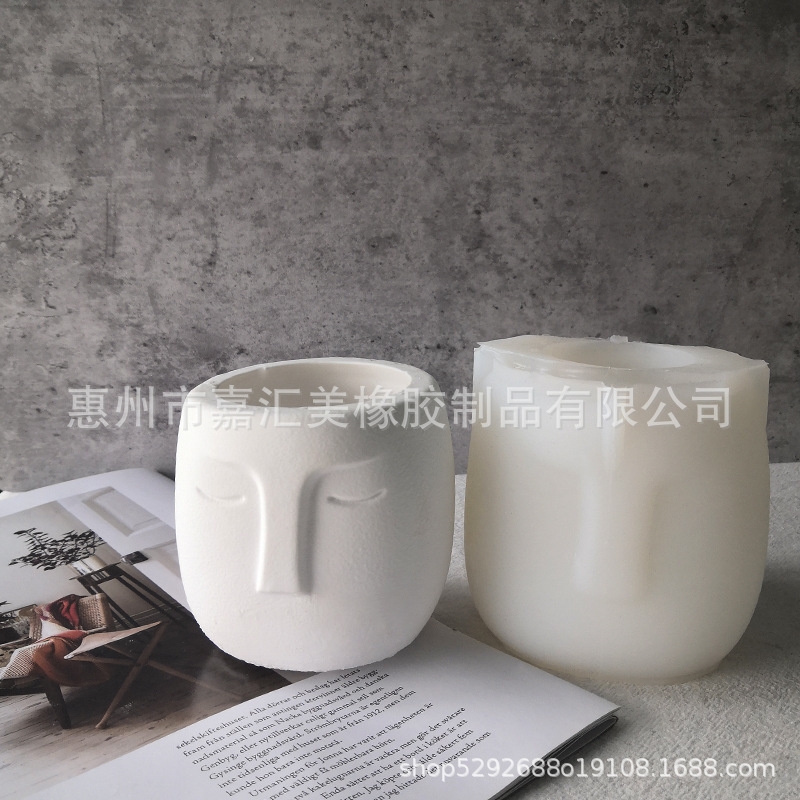 Creativo cara cemento maceta molde cristal epoxi molde de silicona DIY resina yeso maceta molde