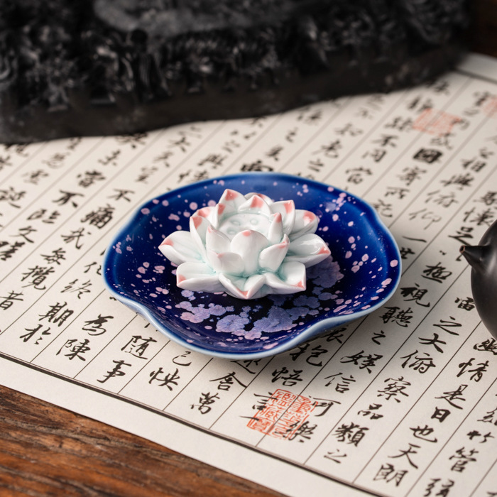 景德镇陶瓷香插 纯手工莲花香插 线香塔香熏香 香炉香座摆件