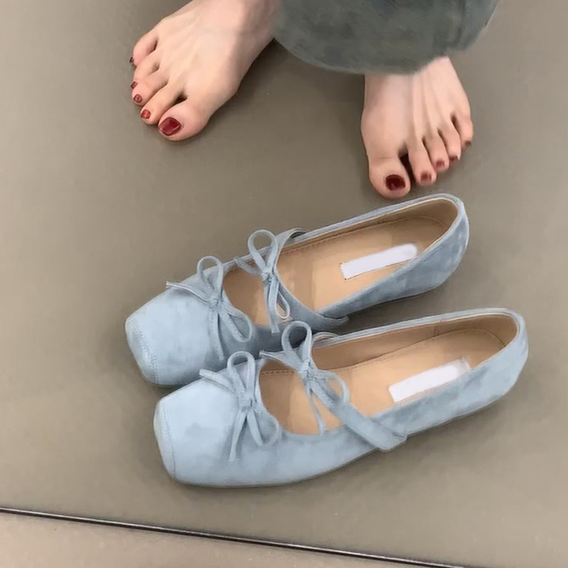 Square-Toe Bow Ballet Shoes, Gentle French Style Inner Heightening Mary Jane Shoes, Evening Style Pumps Square-Toe Bow Ballet Shoes, Gentle French Style Inner Heightening Mary Jane Shoes, Evening Style Pumps