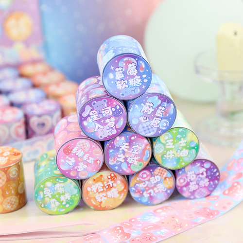 Glaze frozen gumka tape new cute cartoon high-value decorative tape hand account material lace tape