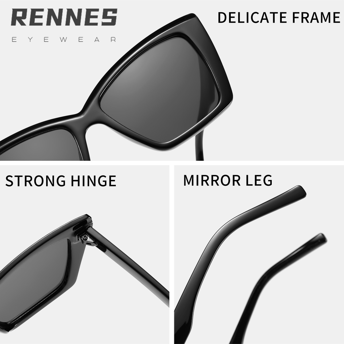 2024 nuevas gafas de sol con sombra de ojo de gato de marco grande de personalidad europea y americana