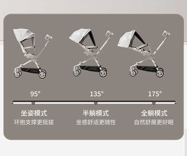 儿童遛娃神器轻便可折叠婴儿推车可坐可双向平躺婴儿四轮推车详情4