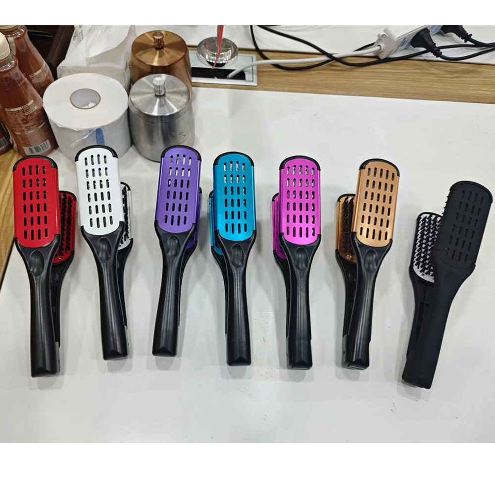 Cruzar la frontera férula peine del pelo recto estilo peine melena Peine del pelo resistente a altas temperaturas anti-estática alisado V peine