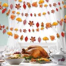 新款感恩节派对装饰吊饰 秋天生日装饰枫叶车线挂饰丰收节拉花