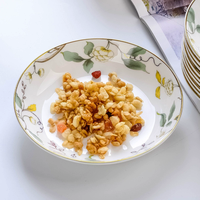 Керамическая тарелка для семьи Bone Porcelain Cabinet Plate Deep Date of Tangshan Caudi Disculfa Drive Dumpling Dumps Drive Package