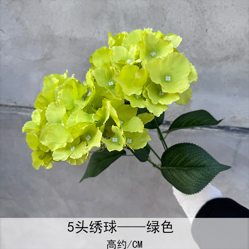 Simulación de racimo de 5 cabezas hortensias flores artificiales boda hotel decoración fondo del hogar