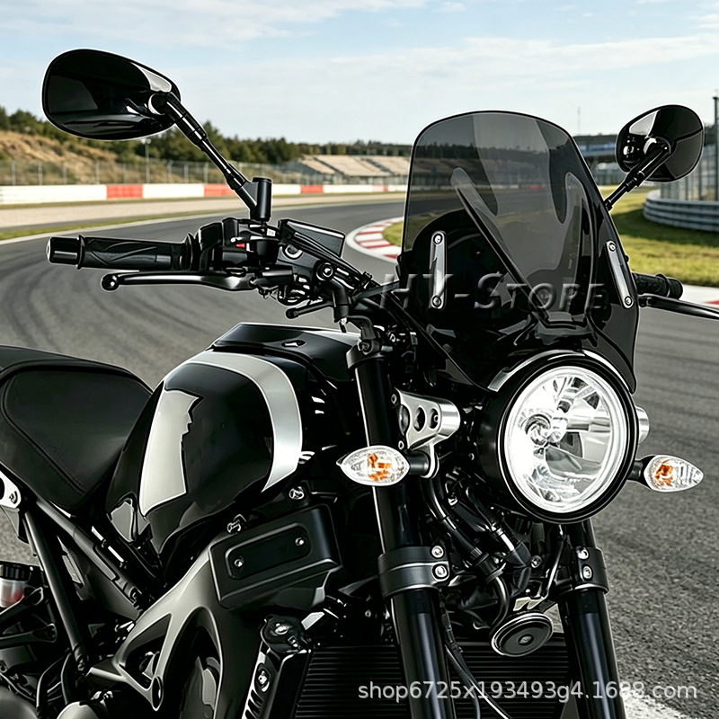 Suitable for Bmw, Triumph, Honda, Yamaha, Kawasaki, Suzuki, Ducati, Universal Round Light Street Bike Windscreen, New Windscreen