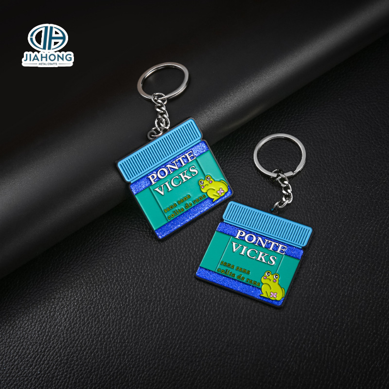 Metal Painted Keychain Custom Square Universal Key Pendant Creative Design Bicycle Keychain Customization
