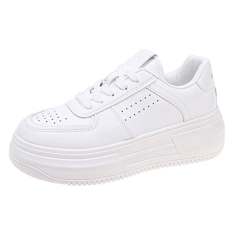 Zapatos blancos clásicos de suela gruesa al por mayor 2023 Primavera y otoño nuevo estilo preppy aumento de zapatos deportivos de ocio zapatos de plataforma para mujeres