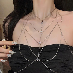 European and American Cross-Border New Pearl Body Chain Fashion Clavicle Chain Ins Accessible Luxury Style Pearl Hot High-End Chest Chain