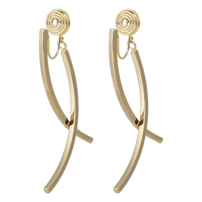 Eh33 Mosquito Coil Disc Ear Clip Without Piercing Metal Glossy Cross Earrings Simple Elegant French Earrings Silver Needle