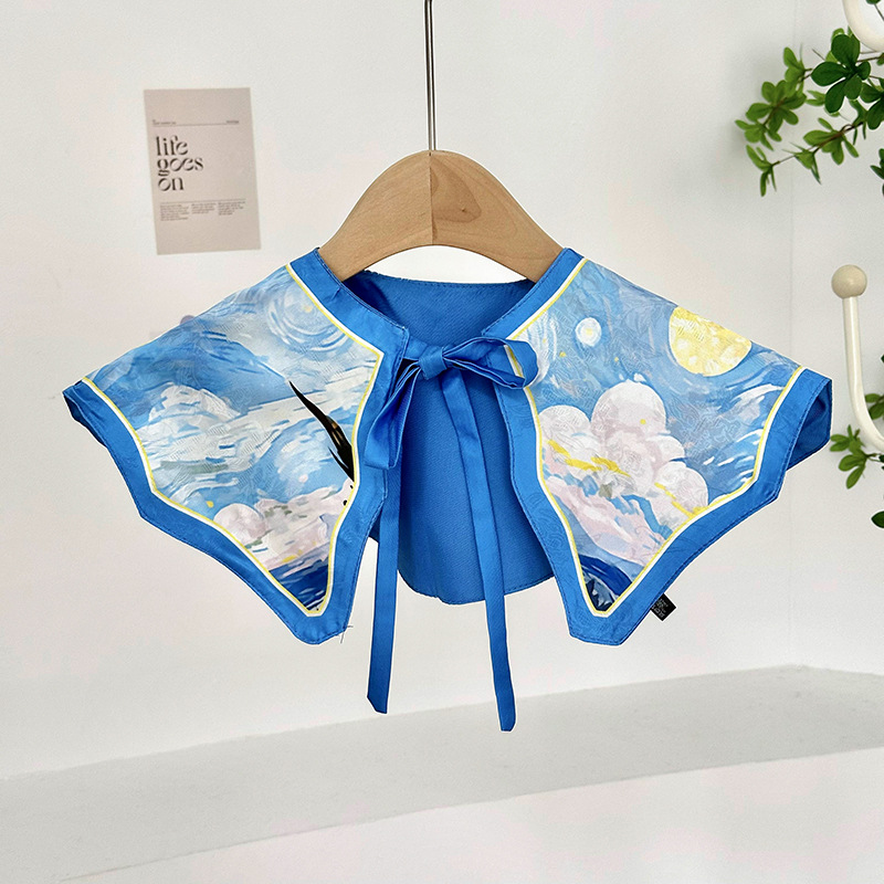 Cuello falso para niños, cuello falso de todo fósforo, cuello de hoja de loto, chal pequeño, cordones de alta calidad, chaleco pequeño de doble capa, bufanda de nube