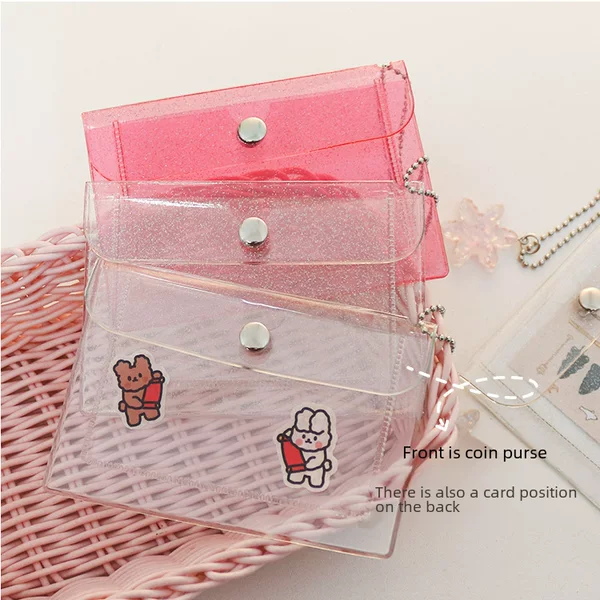 Ins Style Transparent Card Holder Student Coin Purse Girl Heart Card Holder Keychain Meal Card Male Delivery Bank Card Holder