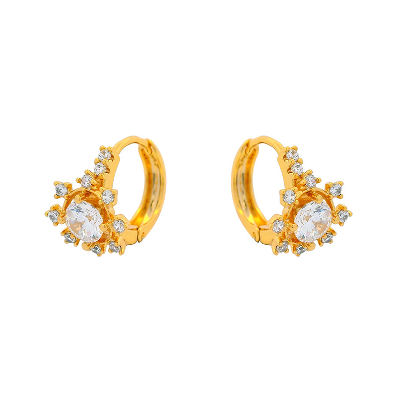 Aretes de Hebilla de Copo de Nieve de Aleación con Baño de Oro de 18K para Mujer image 6