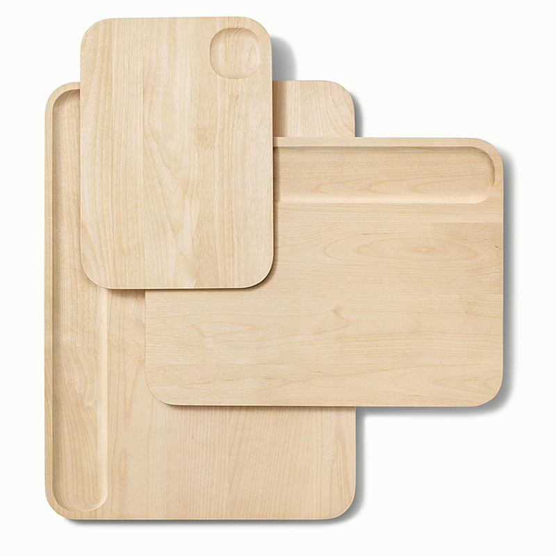 Junta de corte de madera multifuncional doméstica placa de corte de verduras bandeja de pan de frutas placa de rollo con ranura de jugo conjunto de placa de corte