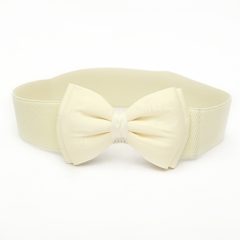 Retro Simple Style Solid Color Bow Knot Alloy Elastic Band Women's Woven Belts display picture 13