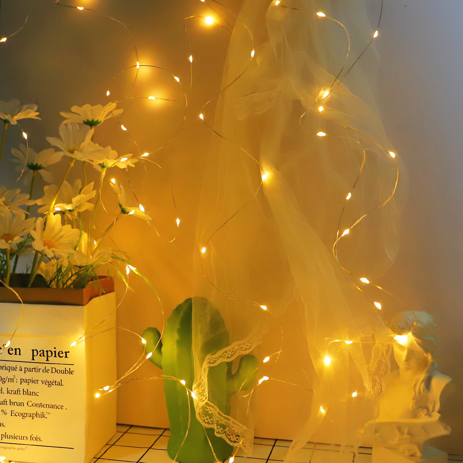 Nueva lámpara de cobre recargable LED decoración de fiesta interior lámpara de color diseño de vacaciones luces de atmósfera cadena de luz de Navidad