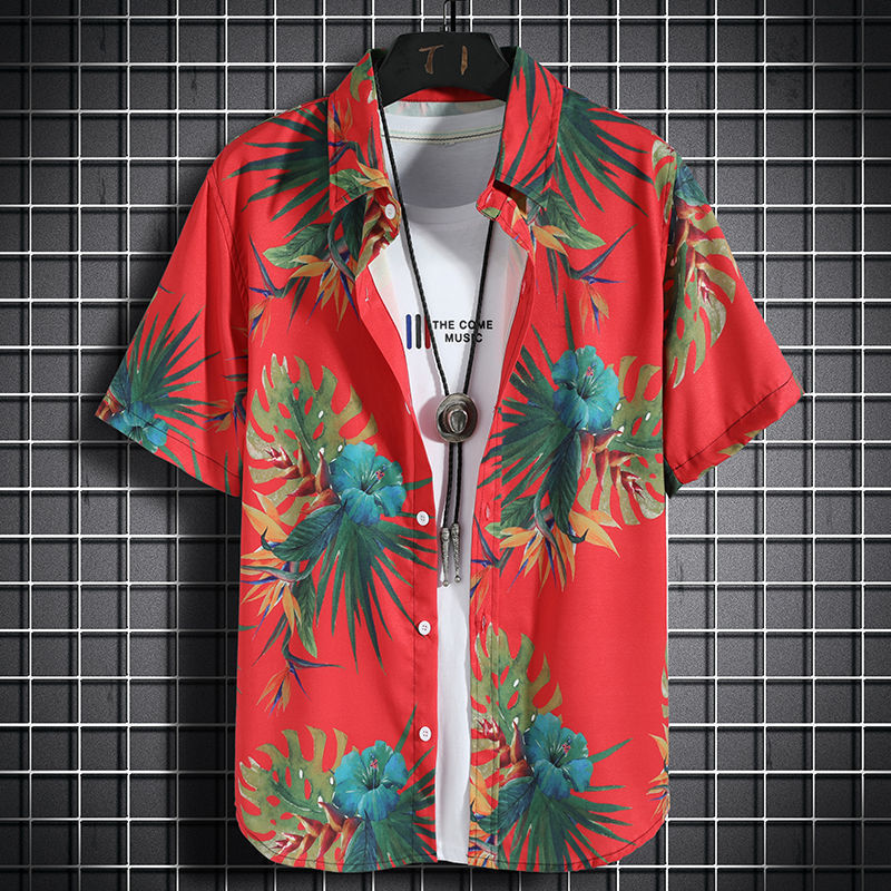Hawaii Holiday ropa de playa traje casual de moda para hombres camisa de manga corta para hombres pantalones cortos sueltos ropa hermosa camisa floral