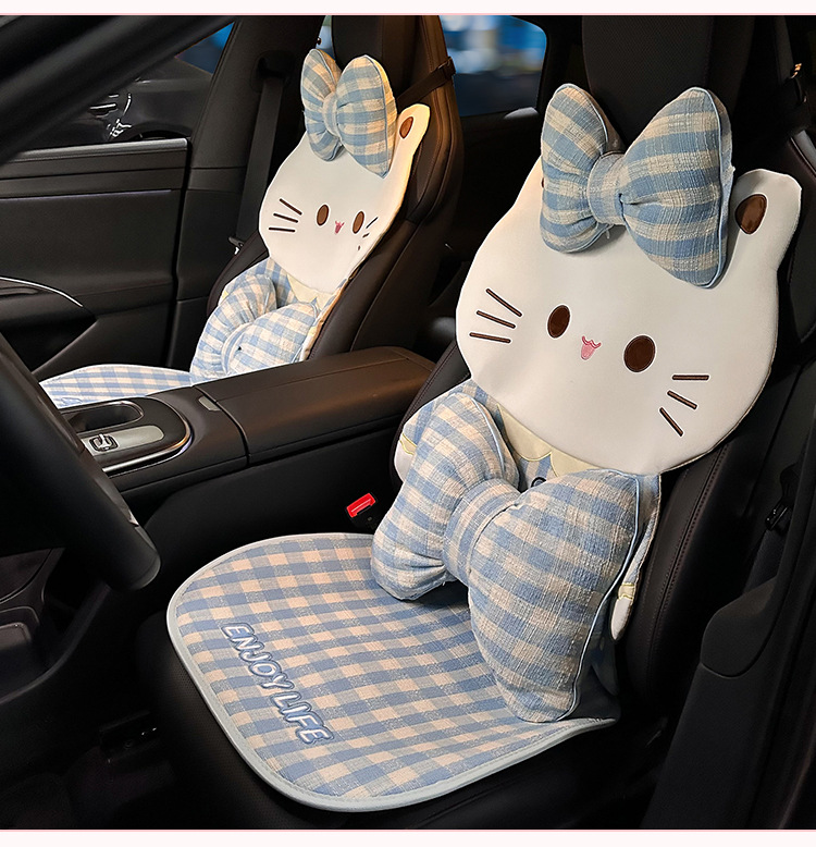Bowknot Car Headrest Neck Pillow, All-Season Universal Car Seat Cushion, Lumbar Pillow, Stylish Goddess Car Pillow