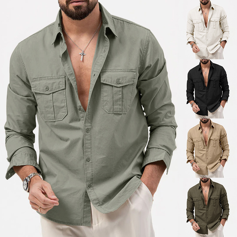 2024 New Men's Shirt Multi Pocket Casual Long Sleeve Top for Men_senzul.com