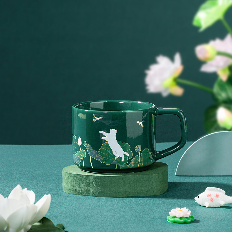 Cultural creativo juego de café Taza Real Gato Cuatro Estaciones caja de regalo Taza de cerámica taza de regalo de negocios impreso logo Festival regalo de Año Nuevo regalo