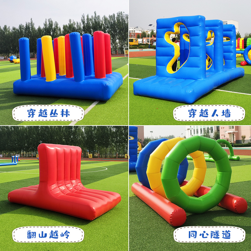 Set inflable de obstáculos deportivos para actividades familiares al aire libre