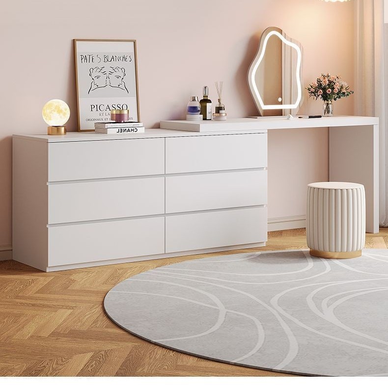 Cream Style Desk Retractable Makeup Table Dressing Table Bedroom Modern Simple Cupboard Integrated Small Apartment Storage Cabinet