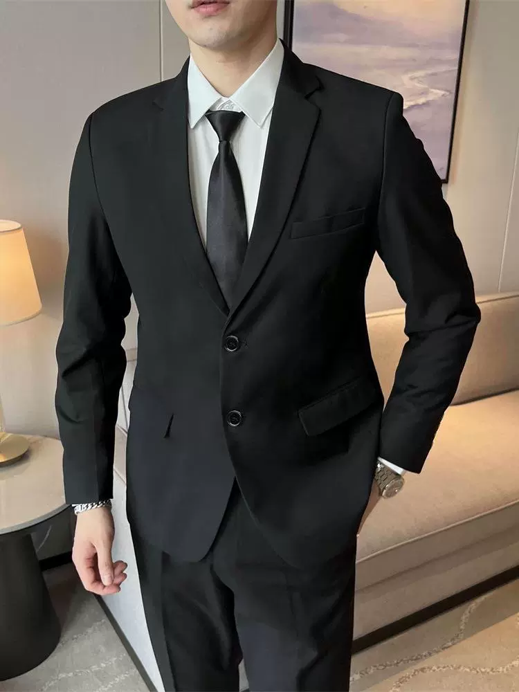 Черный классический пиджак для отдыха, slim fit, большой размер
