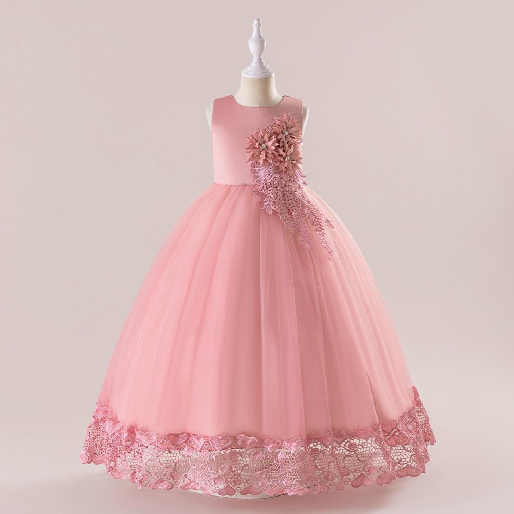 Export Children's Formal Dresses Girls' Princess Skirts Children's Netting Puffy Formal Dresses Medium and Large Children's Fashion Show Formal Dresses Party Dresses 