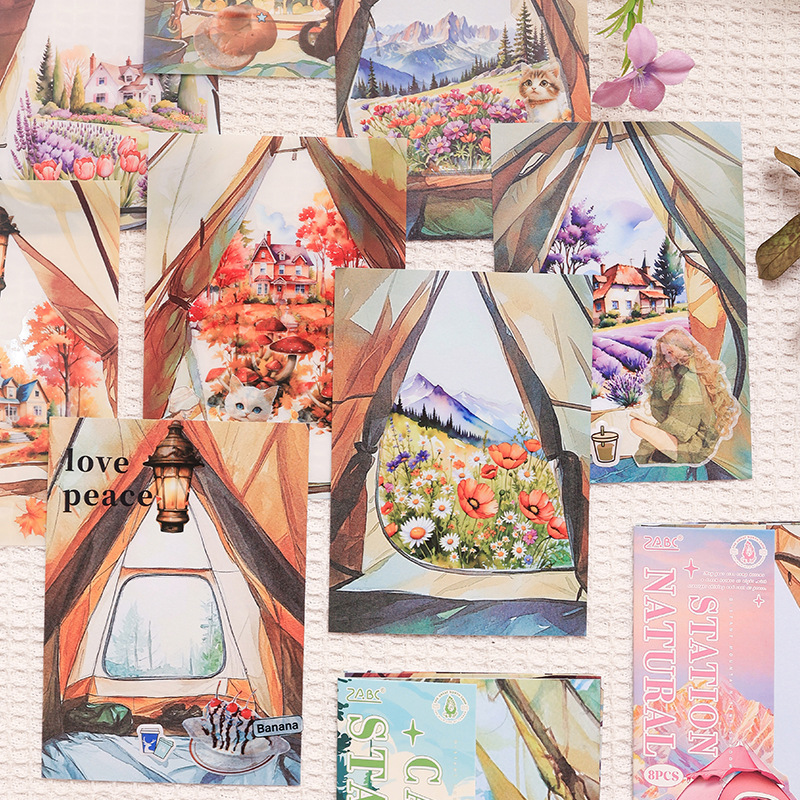 Montaña lejos cuenta sombra transparente pegatinas impermeables pet diy diario paisajismo pegatinas decorativas retro y pegatinas de papel