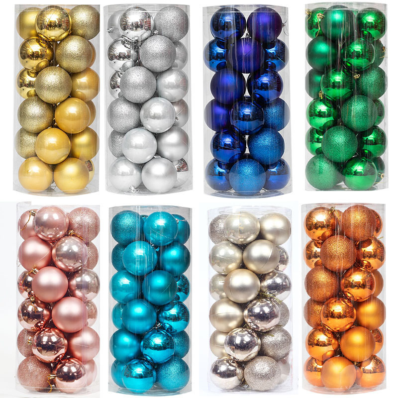 Christmas Ball Barrel 24 Plastic PS Plated Ball Christmas Tree Decorative Pendant Hanging Colorful Ball Gold and Silver Red Christmas Ball Barrel 24 Plastic PS Plated Ball Christmas Tree Decorative Pendant Hanging Colorful Ball Gold and Silver Red
