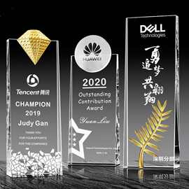鑫灏水晶奖杯奖牌授权牌创意五角星钻石皇冠斜面水晶工艺品