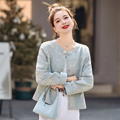 新中国風国風刺繍ショートコート女性2025春の新型小香風デザイン感気質ジャケット上着