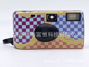 2023 New Style Half-grids Camera with Hand Rope, 12 Film, Disposable Film Camera with Flashing Light, Can Be Used as LOGO
