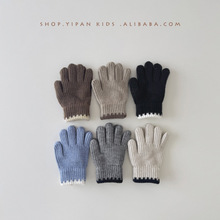一潘 儿童毛线手套秋冬季韩系ins新款纯色保暖宝宝针织毛线手套潮