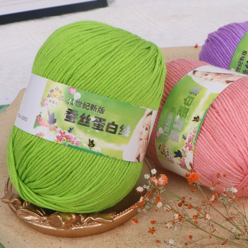 Шелковый протеин Кашемир Детское молоко Хлопок Шерсть Круглая нить Детский свитер Шапка Обувь Кукла Вязаная крючком Сплетенная сумка своими руками