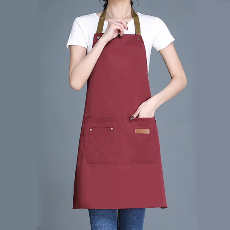 ケータリング用エプロン、カスタマイズされたロゴプリント、キッチン防水・耐油ウェイター作業服、ホルターネックロングエプロン|undefined
