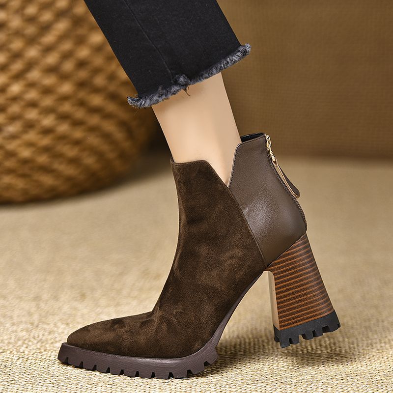 Vintage Style Leather Over The Knee Boots Platform Chunky Sole_voghion.com