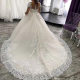 Theme Wedding Dress Large Tail 2025 New Elegant Bridal Short-sleeved Lace Mori Fantasy French Light Slimming