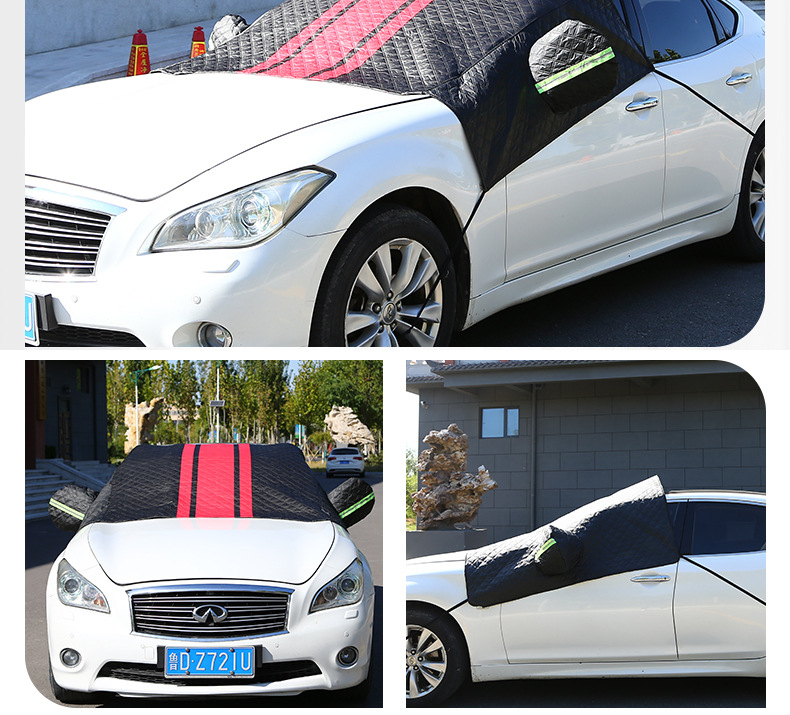 In-Stock Car Sunshade for Summer Sun Protection, Thickened Front Windshield Dustproof Aluminum Foil Half-Cover Car Cover