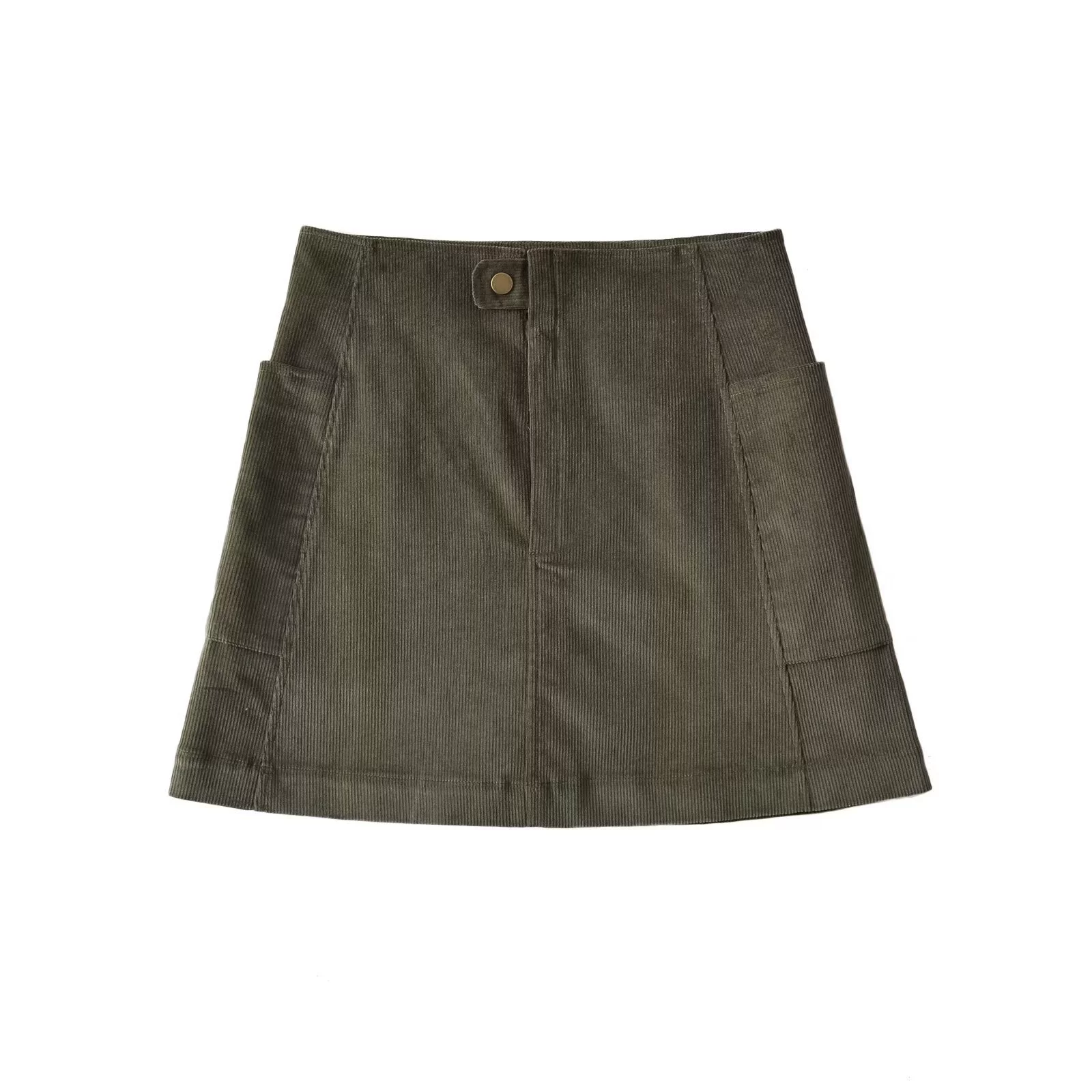 Трансграничная женская одежда, оптовая продажа, вельветовая юбка, ретро, ​​с высокой талией, для похудения, рабочая одежда, удлиняющая ноги, юбка трапециевидной формы с разрезом, короткая юбка