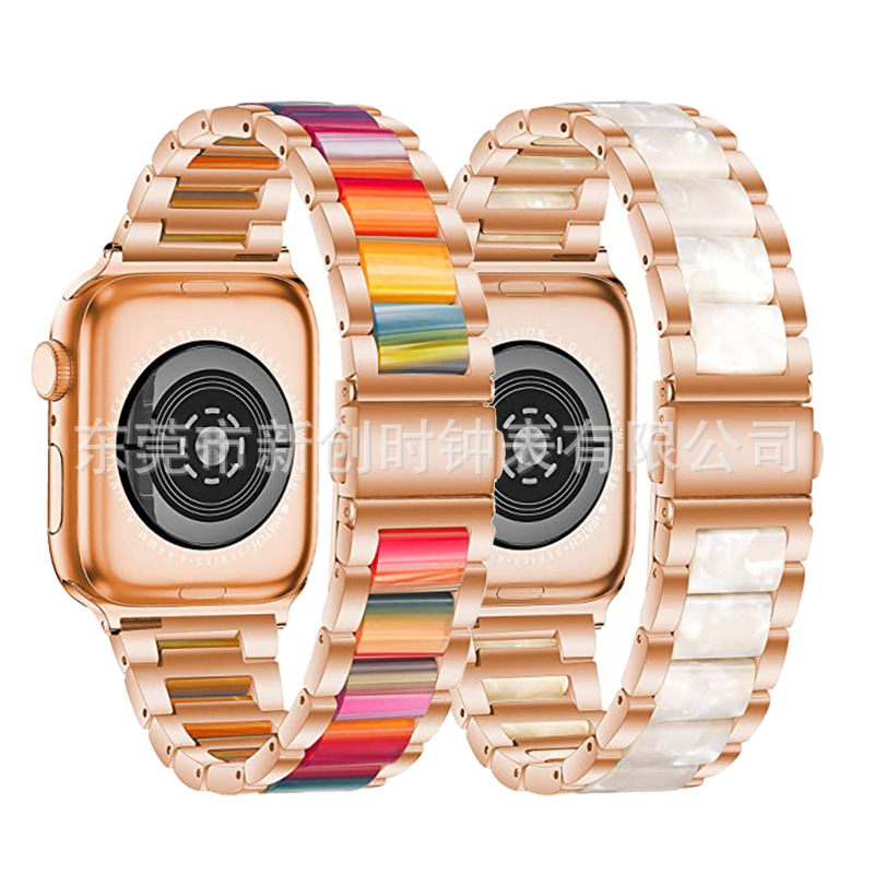 适用于苹果手表applewatch表带 三株树脂金属表带iwatch8表带现货|ru