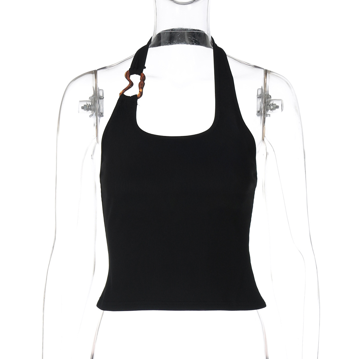 Summer New Arrival Women's Sexy U Neck Halter Neck Tank Top Slim Fit Backless Versatile Top American Style_ecoleips.com