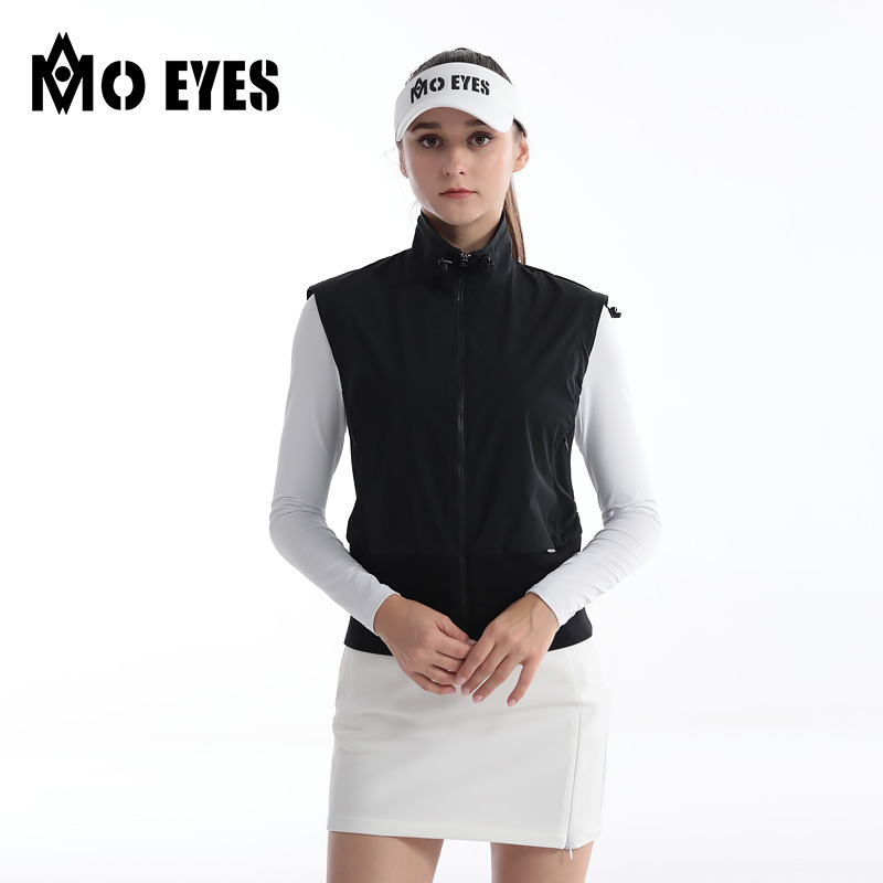 Áo gi lê golf nữ cổ đứng chống gió có khóa kéo — M23YF021-Vest màu xám nhạt, M23YF021-Áo vest trắng, M23YF021-Áo vest đen