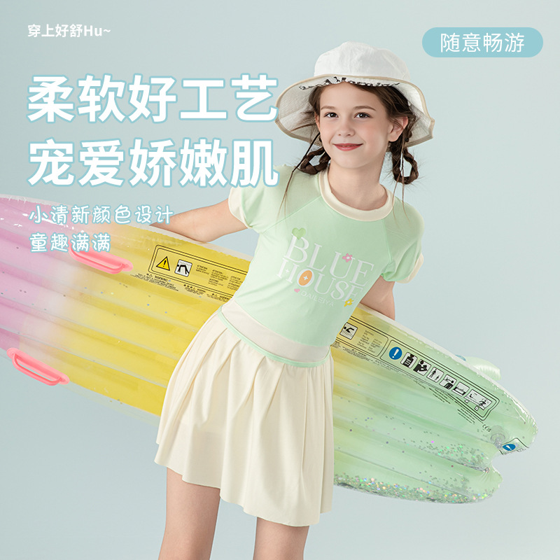 2025 nuevo traje de baño para niños grandes, niña, estudiante de secundaria, vestido de una pieza, traje de baño deportivo conservador con almohadilla para el pecho