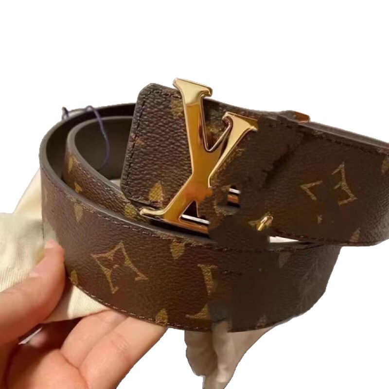 M&LV オールドフラワー メンズ ガンバックル チェッカーボード柄 ブラックバックル ビジネスベルト イギリス風 レターパターン 本革ベルト|undefined