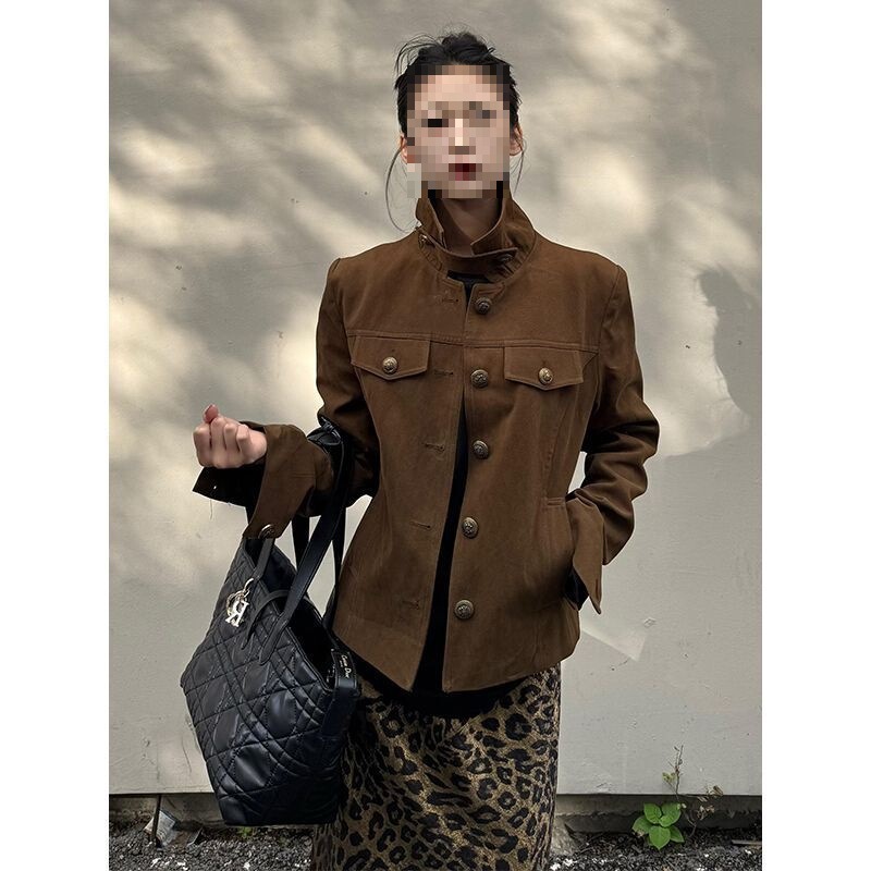 美式高街立领工装外套女秋季新款宽松甜酷纽扣长袖夹克上衣潮|undefined