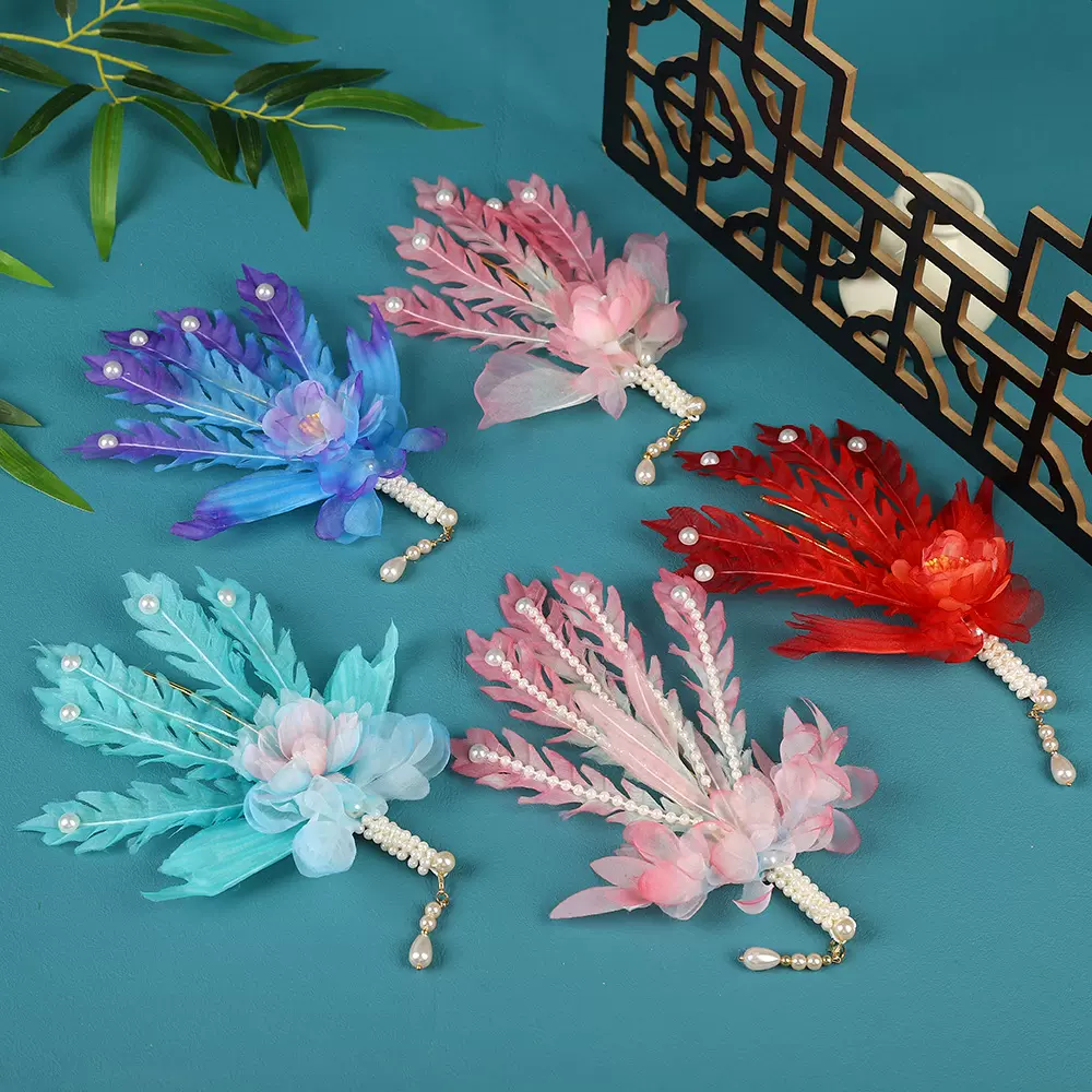 24新款古风原创设计手工制作烫花凤凰发钗眉心坠妆造配饰汉服头饰