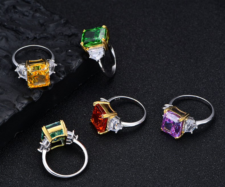Fashion Geometric Sterling Silver Inlay Zircon Rings 1 Piece