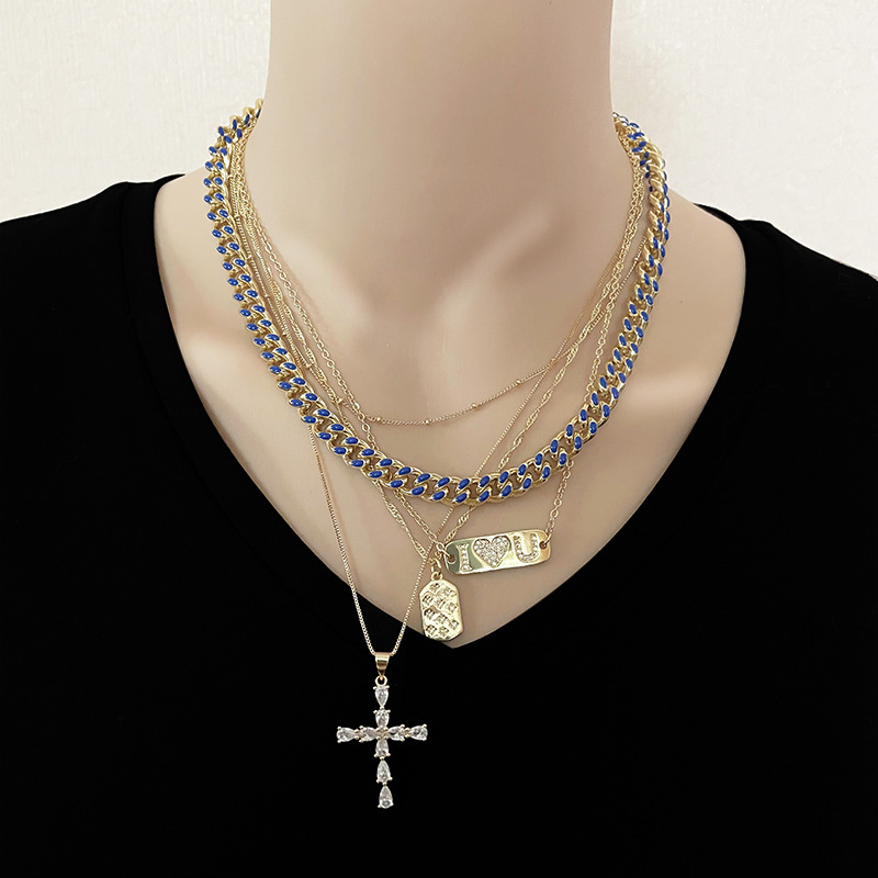 European and American Ins Cross-Border New Arrival Hip Hop Combination Necklace Spot Direct Supply T